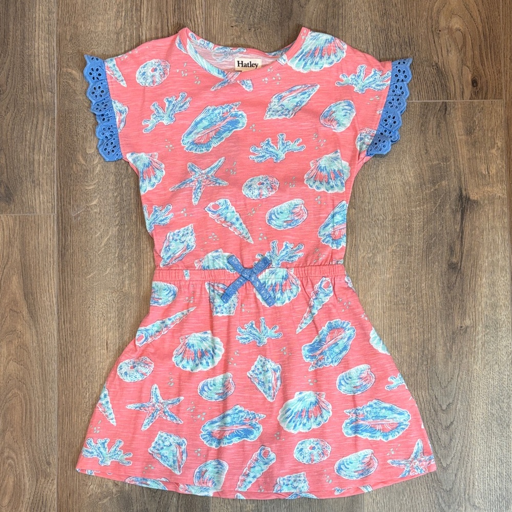 Hatley Coral and Blue Seashell Kids Dress